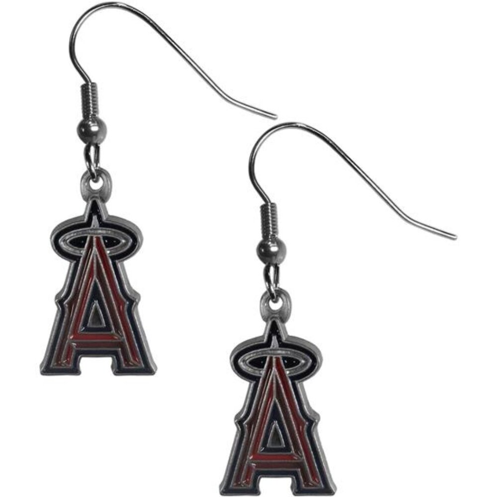 NEW WOMENS LOS ANGELES ANGELS LA BASEBALL MLB LOGO DROP DANGLE BASEBALL EARRINGS